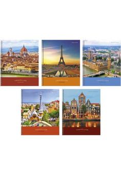 Тетрадь А5 80л. Гребень. Клетка. Путешествия мечты (города) 80 л., 5 видов (по 6 шт.в термоусад. пле