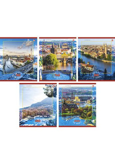 Тетрадь А5 80л. Скрепка. Клетка. Чудесные виды (города) 80л,.5 видов