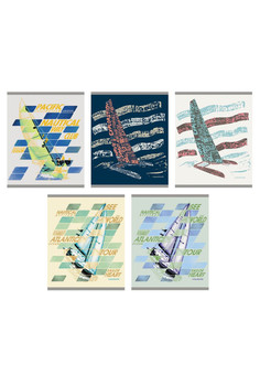 Тетрадь А5 96л. Скрепка. Клетка. Обл.: выб. лак. Парусники