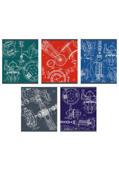 Тетрадь А5 96л. Скрепка. Клетка. Обл.: гл. ламин. Чертежи