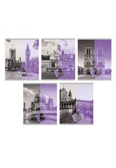 Тетрадь А5 96л. Скрепка. Линия. Обл.: гл. ламин. Городская коллекция