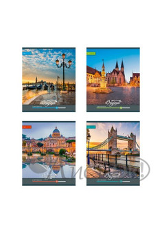 Тетрадь КЛЕТКА 96л. ВИДЫ ЕВРОПЫ (96-7917) (цвет.мелов.обл.)