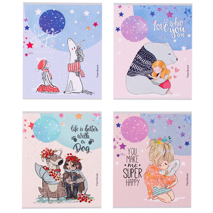 Кликните для увеличения изображения Тетрадь КЛЕТКА 96л. ЖИВОТНЫЕ-ДРУЗЬЯ (96-6984) (цвет.мелов.обл.), изображение 2