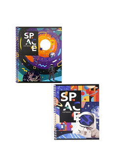 Тетрадь КЛЕТКА А5, 48л. КОСМИЧЕСКАЯ АБСТРАКЦИЯ (48-6150) цветная спираль, цвет. мелов. обложка