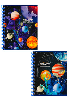 Тетрадь КЛЕТКА А5, 80л. ИССЛЕДОВАНИЕ КОСМОСА (80-6215) цветная спираль, цвет. мелов. обложка