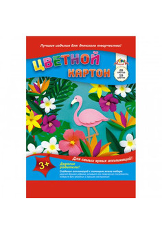 Цветной картон на гребне А4 20л., 10цв.  в асс.  