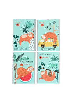 БЛОКНОТ А6 16л. СПОКОЙНЫЕ ЛЕНИВЦЫ (Б16-0455) (ассорти, на скрепке, цвет.мелов.обл, блок-офсет)