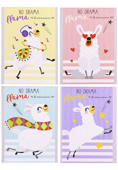 БЛОКНОТ А6 24л. ВЗБАЛМОШНЫЕ ЛАМЫ (Б24-0517) ассорти, на скрепке, цвет.мелов.обл, блок-офсет