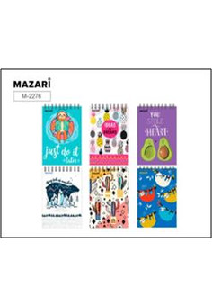Блокнот А6, 40 л., обложка картон, блок офсет, клетка, на спирали, ассорти 6 дизайнов