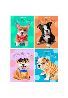 БЛОКНОТ А7 32л. ВЕСЕЛЫЕ ЩЕНКИ (Б32-6037) ассорти, на скрепке, цвет.мелов.обл, блок-офсет