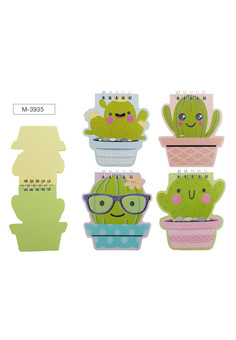 Блокнот на евроспирали SMILING CACTUS 8 х 9,5 см, 40 л., нелинованный цветной внутренний блок , плот