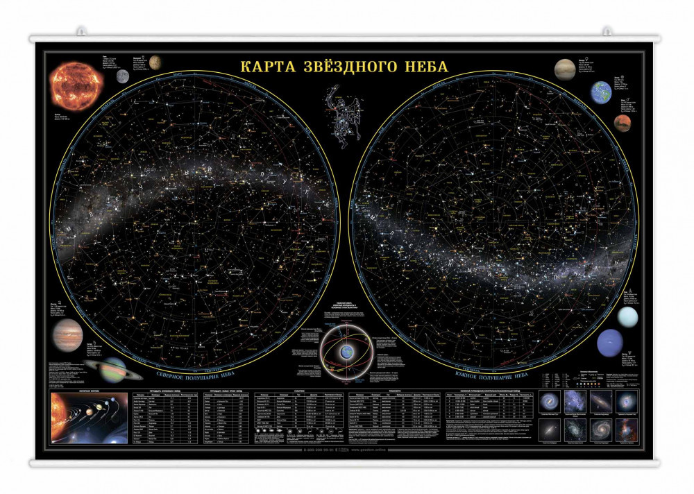 Карта звездное небо и планеты 101х69 см с ламинацией интерактивная европодвес brauberg 112370