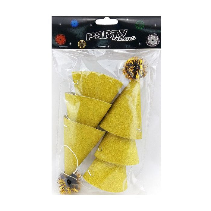 Колпаки с глиттером Серебряные / набор 6 шт. /, изображение 2