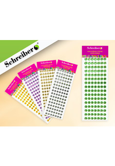 Наклейки-стразы акриловые КРУГЛЫЕ, 10,5х31,5 см., 10 видов в ассортименте., S 2084