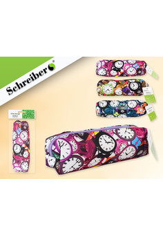 Пенал на молнии ЧАСЫ , 3 цвета в ассортименте NEW