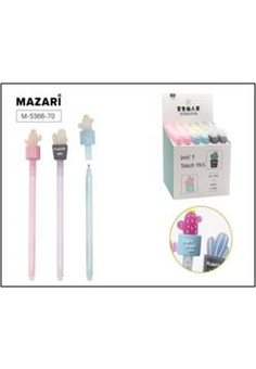 Ручка гелевая MAGIC CACTUS,СИНЯЯ, игольчатый пишущий узел 0,5 мм, цветной пластиковый корпус 3 дизай