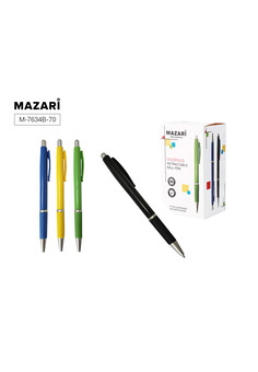 Ручка шариковая автоматическая VIGOROUS, СИНЯЯ, пулевидный пиш.узел 1.0мм, корпус пластиковый, ассор