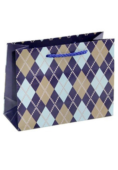 Сумка бум. 10/501 полуср. гориз. глянц.- клетка-ромб (17х13х7см), упак.12шт