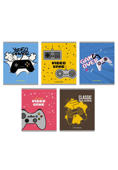 Тетради А5 48л. Скрепка. Клетка. Video game