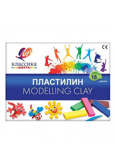Пластилин Луч КЛАССИКА 18 цв. 360 г ассорти со стеком