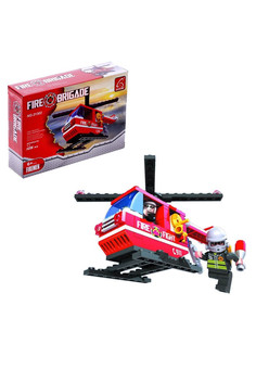 Конструктор Пожарная бригада «Вертолёт», 105 деталей