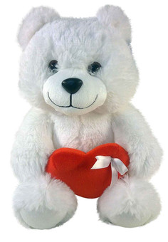 Игрушка набивная, 14-82-2 Медведь Джуниор (белый с валентинкой)