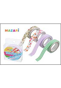 Лента клейкая декоративная ситцевая, размер  4 метра х 1.5 см, микс цветов, упаковка ПВХ