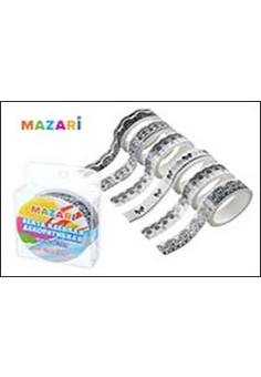 Лента клейкая декоративная черно-белая, резмер 10 метров х 1.5 см, ассорти 32 дизайна, упаковка ПВХ