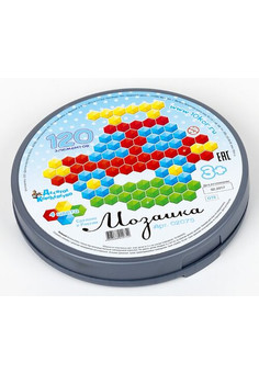 Мозаика шестигранная 120 эл (круглая пласт.коробка) арт.02075