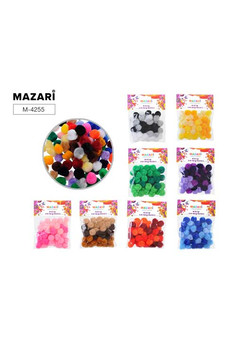 Помпоны декоративные d=2см, 45 шт, ассорти цветов- 8 видов, ОПП-пакет с европодвесом