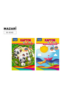 Набор цветного картона мелованного двустороннего 10 л. 20 цв., в папке, арт.M-16149