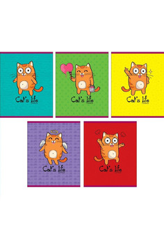 Тетрадь А5 48л. Скрепка. Клетка. Кошачья жизнь