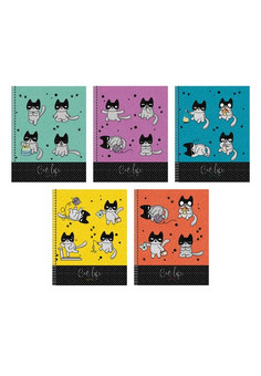 Тетрадь А5 96л. Гребень. Клетка. Кот-непоседа