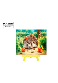 Алмазная мозаика с мольбертом  ЁЖИК С ЯБЛОКАМИ,21х25 см, 1 дизайн, частичная выкладка,  ОПП упаковка