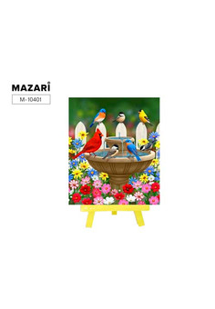 Алмазная мозаика с мольбертом  ПТИЦЫ У ФОНТАНА,21х25 см, 1 дизайн, частичная выкладка,  ОПП упаковка