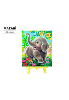 Алмазная мозаика с мольбертом  СЛОН В САДУ,21х25 см, 1 дизайн, частичная выкладка,  ОПП упаковка.