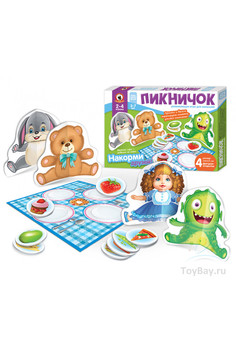 Игра настольная для малышей с объемными фигурками «Пикничок»