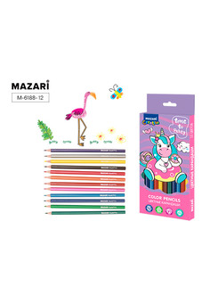 Карандаши цветные пластиковые TIME TO PARTY, 12 цв., шестигранный корпус, d грифеля = 2.6 мм, картон