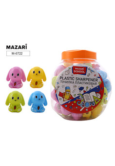 Точилка пластиковая BUNNY, 1 отверстие для заточки, с контейнером для стружки, ассорти 3 цвета, плас