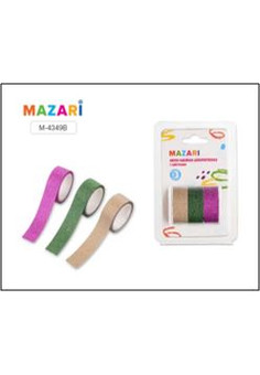 Набор клейких декоративных лент с блёстками, размер 1.5 см х 3 м, 3 шт в блистере