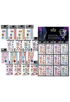 Стразы-наклейки акриловые АССОРТИ-6, 4 дизайна,12 шт на картонном диспенсере