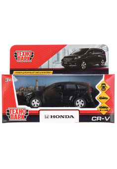 Машина металл HONDA CR-V длина 12 см, двери, багаж, инерц, черный, кор. Технопарк в кор.2*36шт