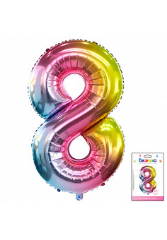 К 40 Цифра 8 Радуга нежный градиент в упаковке / Eight soft gradient / 1 шт /, Фольгированный шар (К