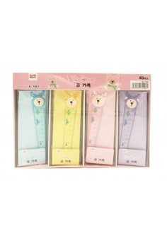 Линейка пластиковая Мишка в оленьей шапке, 12 см