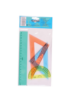 Набор пластиковых линеек: линейка 20 см., 2 треугольника, транспортир