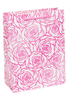 Dream cards Пакет подарочный с мат. лам. Ажурные розы, розовые 18х23х14 см, 210 г ППК-1811, изображение 1