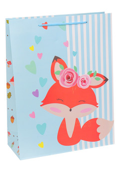 Dream cards Пакет подарочный с мат. лам. Лисичка, голубой 18х23х10 см, 210 г ППК-1840