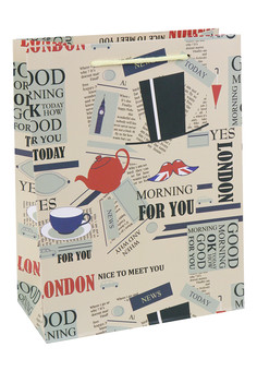 Dream cards Пакет подарочный с мат. лам. Лондонский стиль 26х32х12 см, 210 г ППК-1900