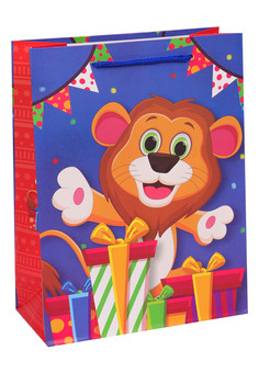 Dream cards Пакет подарочный с мат. лам. Львенок на дне рождения 18х24х8,5 см, 210 г ППК-1858