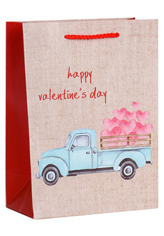 Dream cards Пакет подарочный с мат. лам. Машинка с любовью 26х32х12 см, 210 г ППК-1870